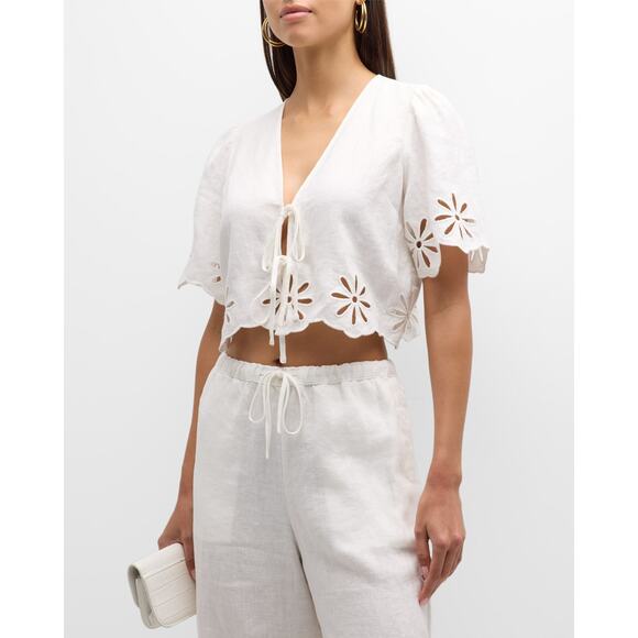 Rails 'Pari' Eyelet Linen Top Size M - Picture 1 of 4